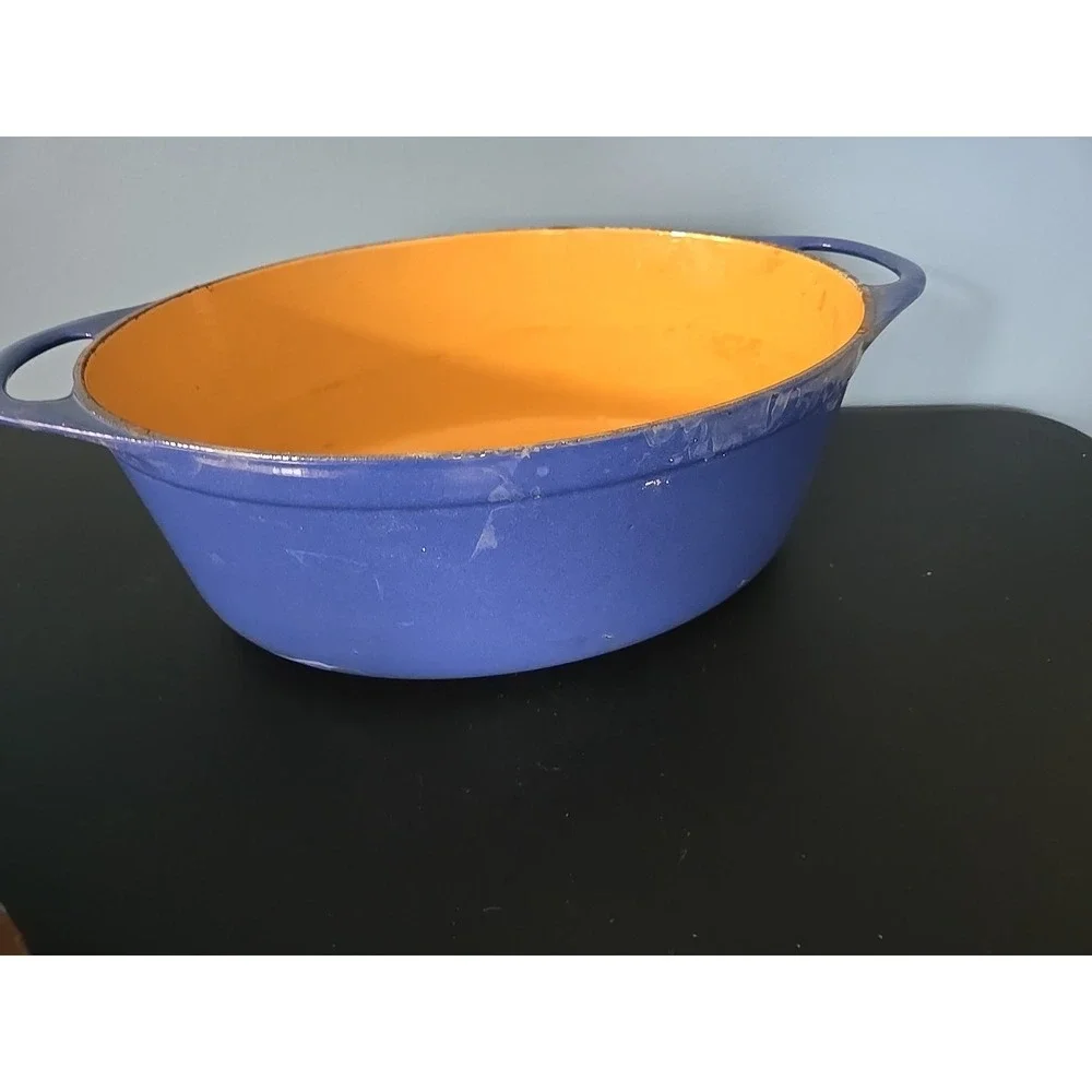 Vtg Cousance / Le Creuset France Blue Enameled Cast Iron Dutch Oven‎ #28 W/Lid